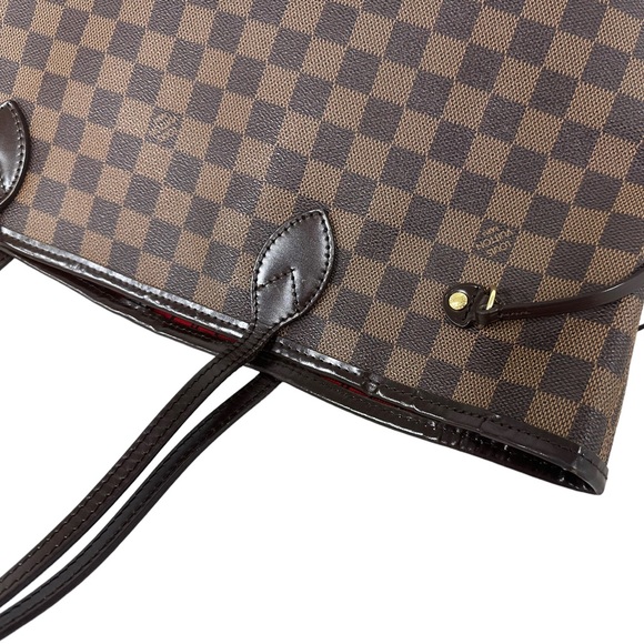 Authentic✅ LOUIS VUITTON Damier Ebene Neverfull MM Tote Bag Red - Picture 7 of 16